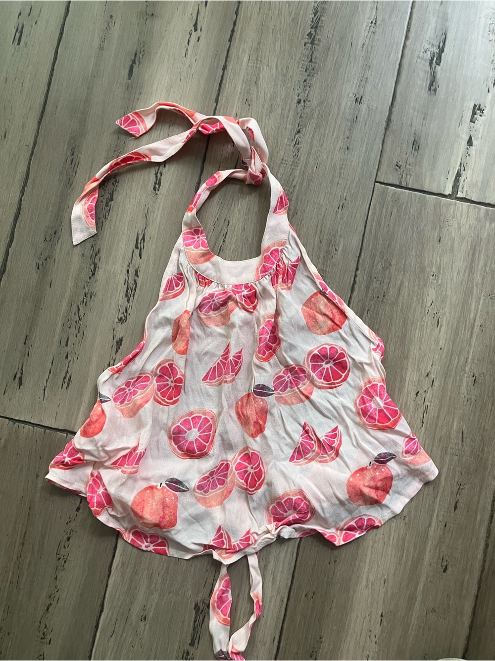 Wildfox Couture Resort Pink Ties Grapefruit Print High Neck Halter Crop Top S